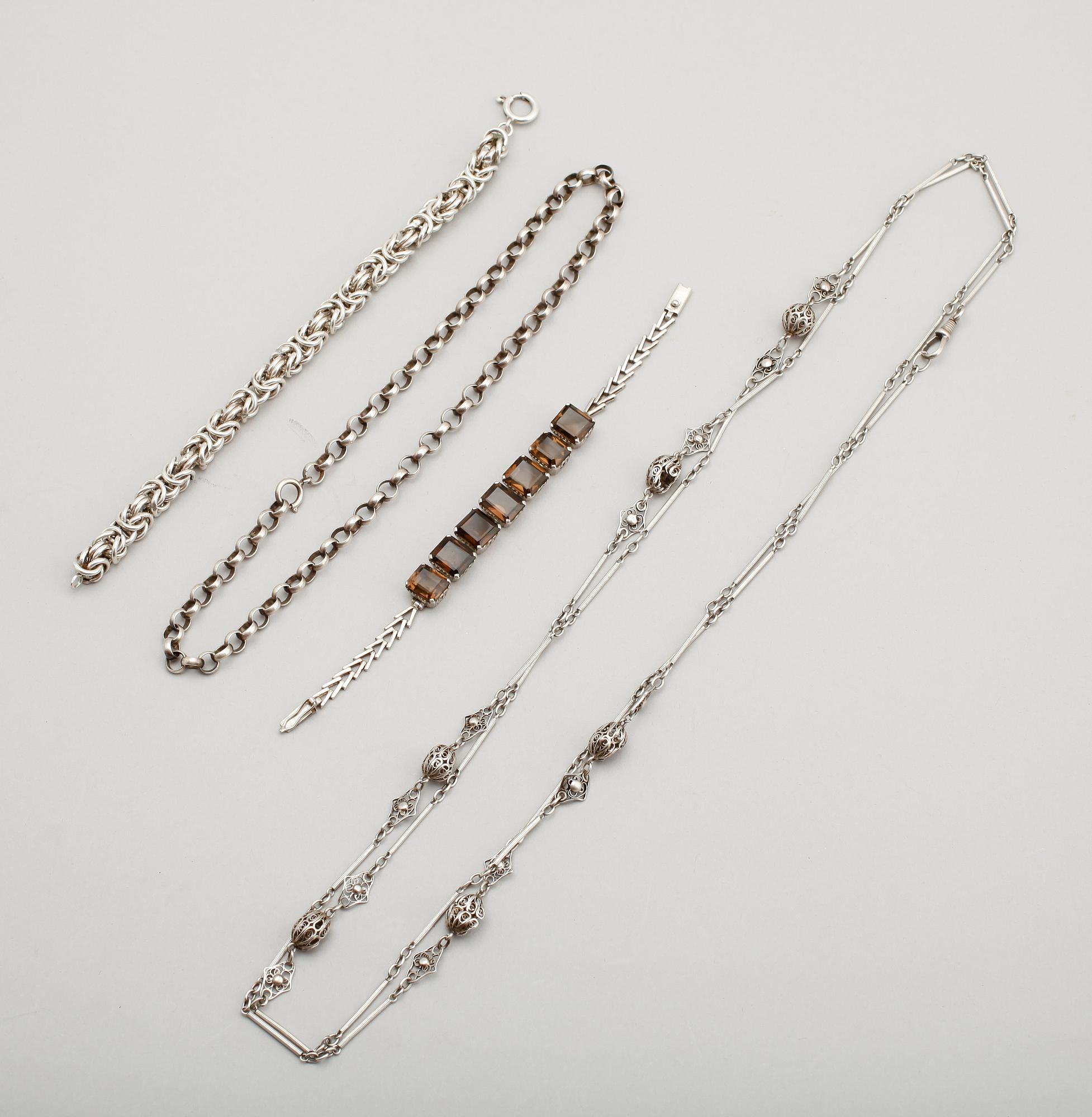 COLLIER OCH ARMBAND, 4 delar, silver.