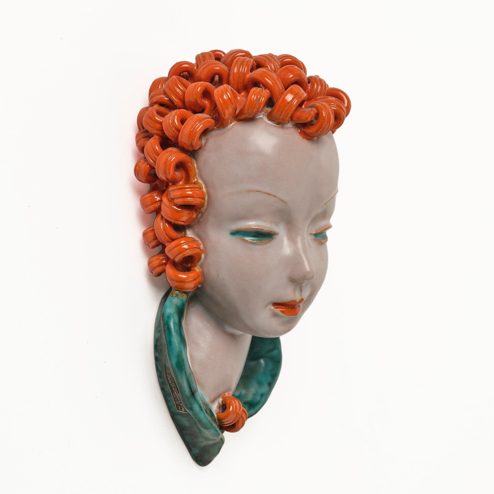 Rudolf Knörlein, väggmask, modell 6836, Goldscheider, Wien, 1930-tal..