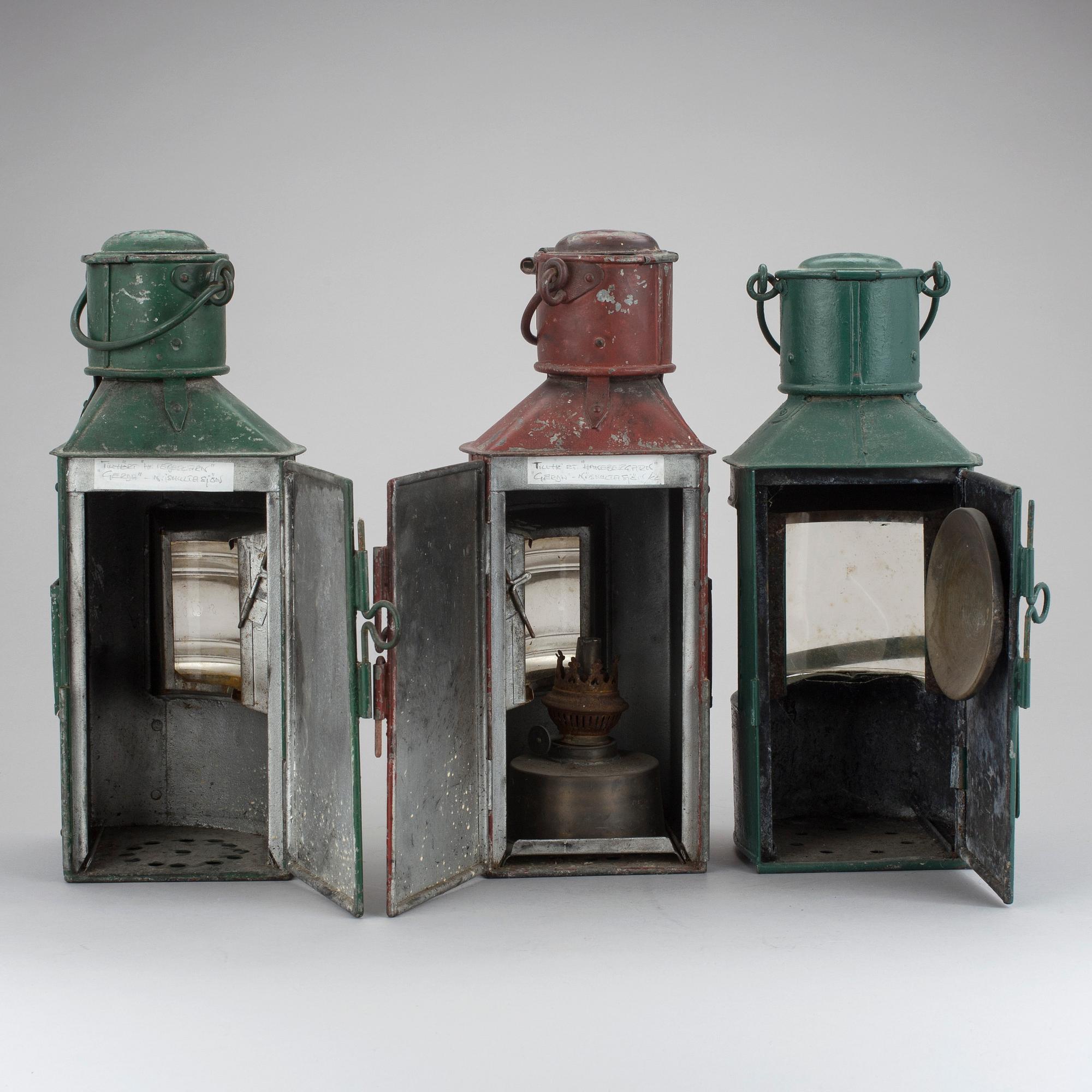LANTERNOR 3 st, bla J.C. Larsén och Co, Stockholm, 1800-tal.