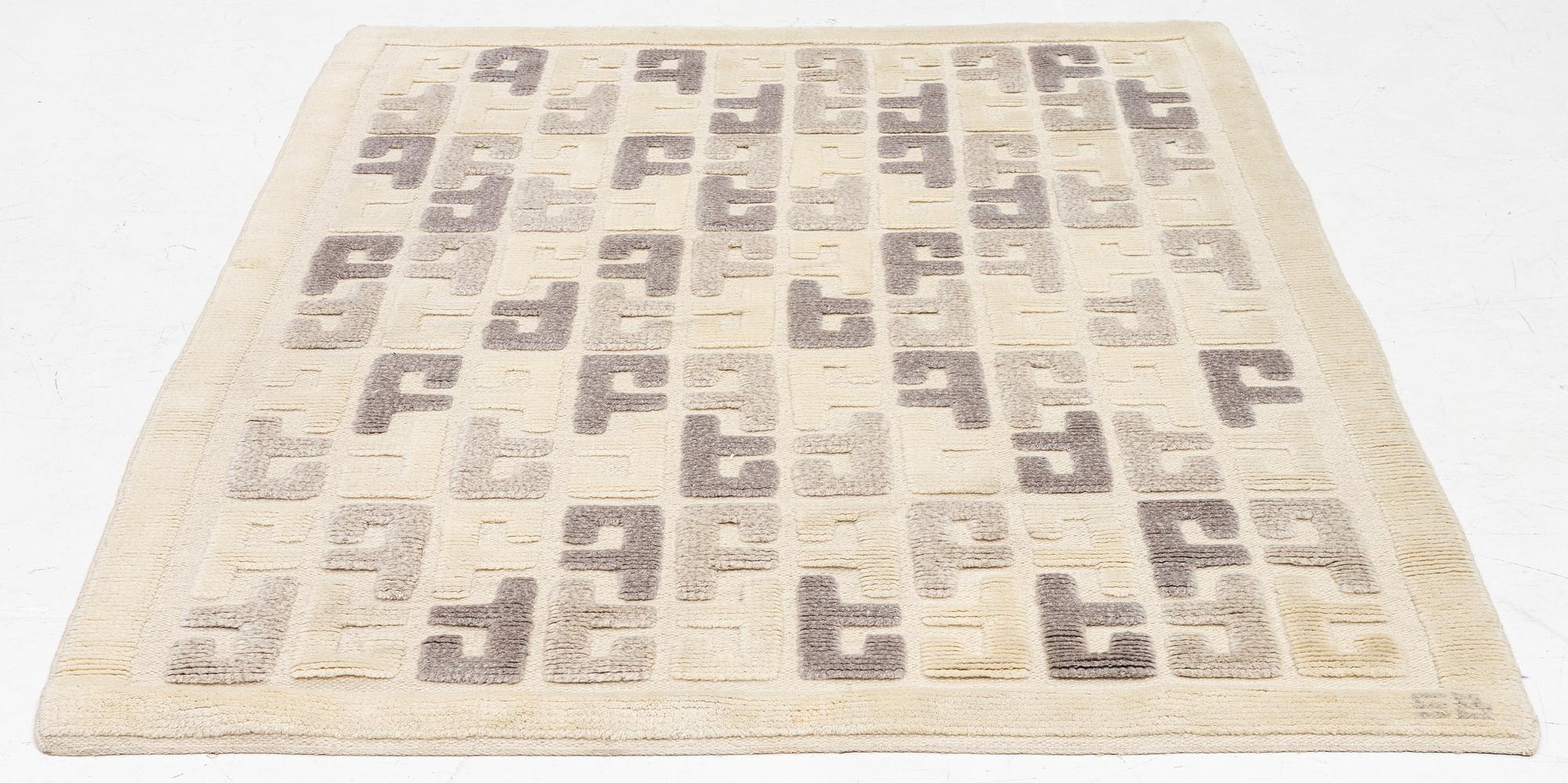 Sigvard Bernadotte, Rug, "Shangri-La", relief pile, signed SB, approximately 210 x 145 cm.