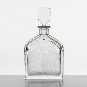 Edward Hald, karaff med propp, "Susanna och gubbarna", modell 1230, Orrefors, 1949.