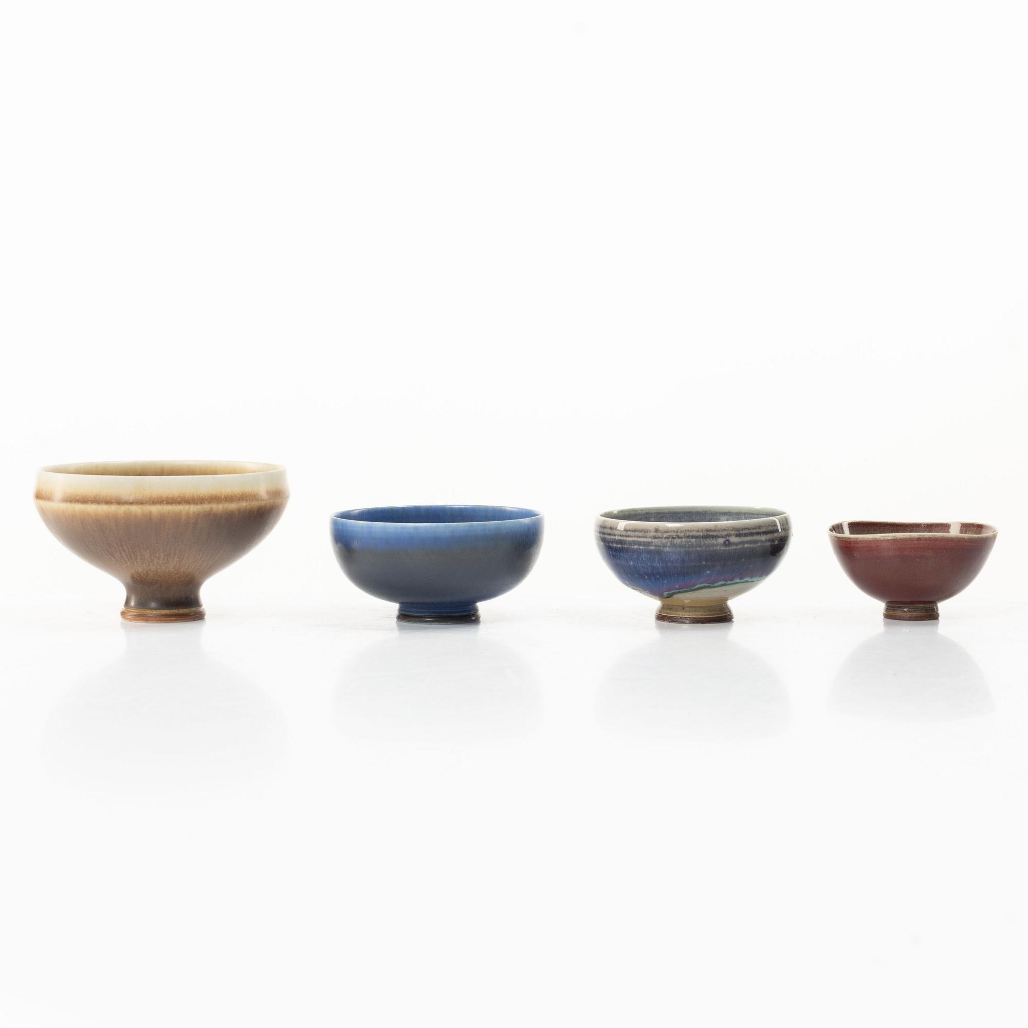 Berndt Friberg, a set oof four stoneware bowls, Gustavsberg Studio, 1960s–70s.