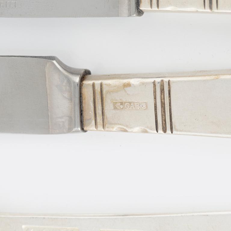 Jacob Ängman, a 'Rosenholm' silver flat wear set, 93 pieces, GAB, Eskilstuna, Sweden, 1978-81.