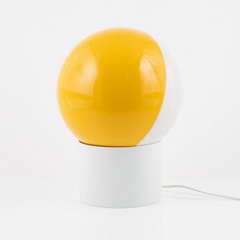 Uno & Östen Kristiansson, a yellow plastic 'Luno' model 1241 table lights, Luxus, Vittsjö.