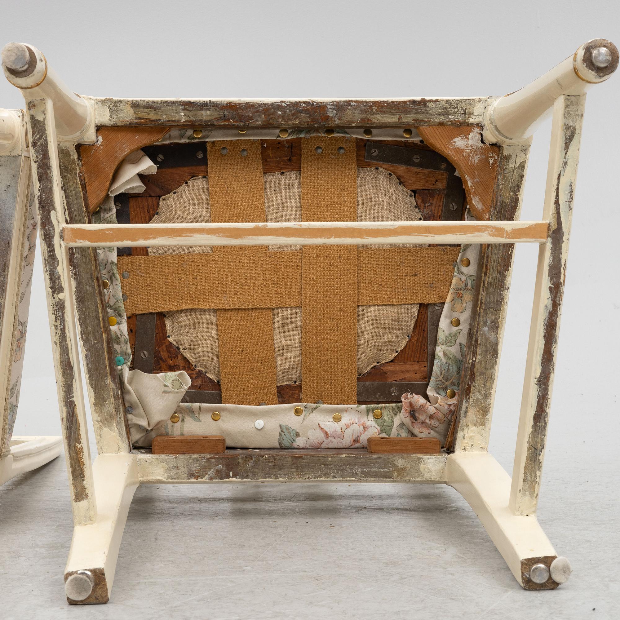Two Gustavian chairs, end of the 18th century.