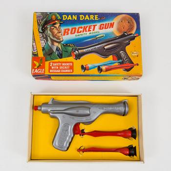 A "Super Sonic Gun" and "Dan Dare Rocket Gun" by Merit Toys, England, 1950s.