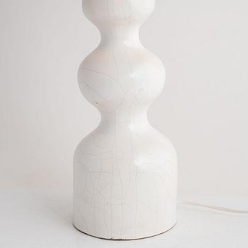 Georges Jouve, a white glazed "Trois Boules" ceramic table lamp with craquelure, France, 1950s.
