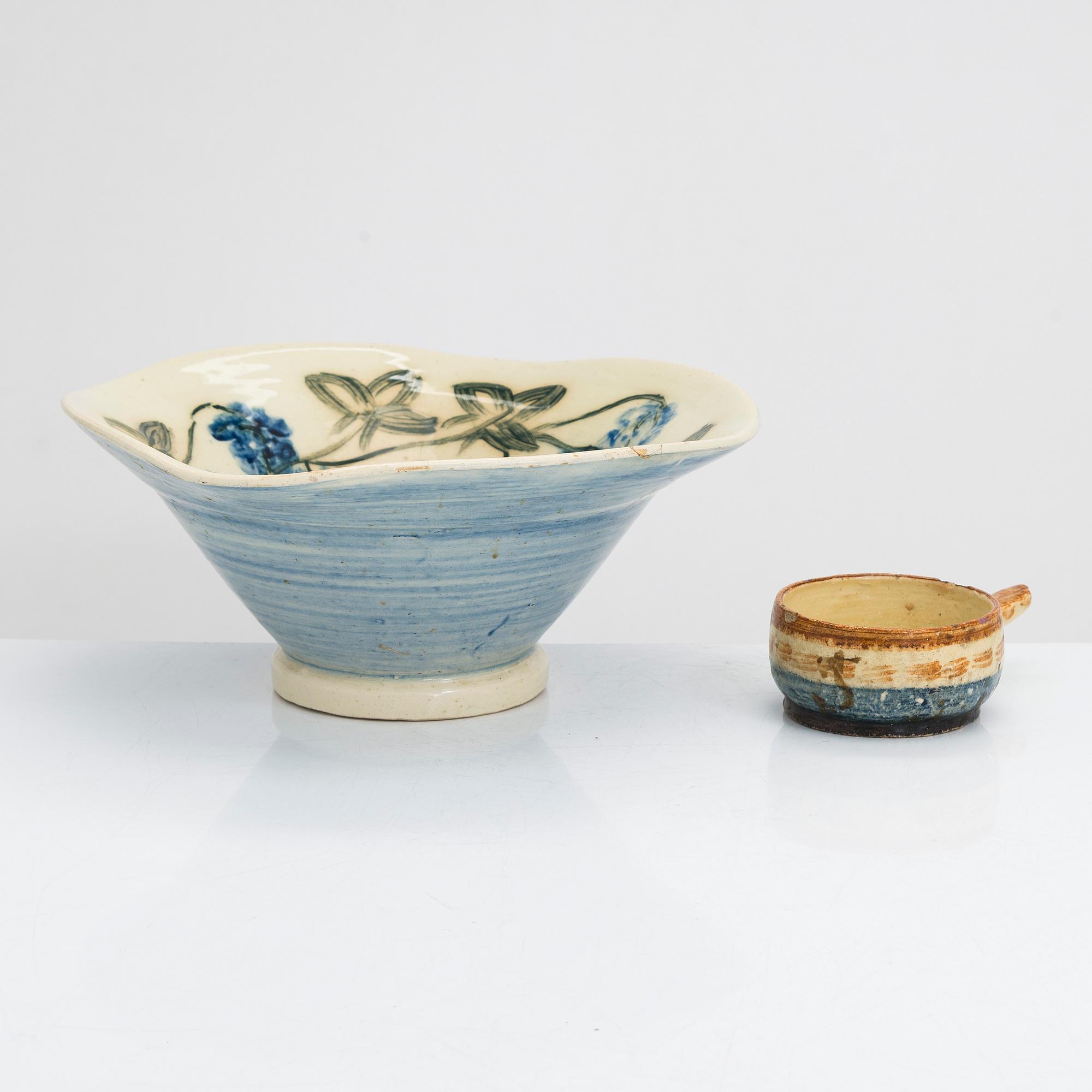 Gerda Thesleff, skålar, 2 st, keramik, signerad GT.