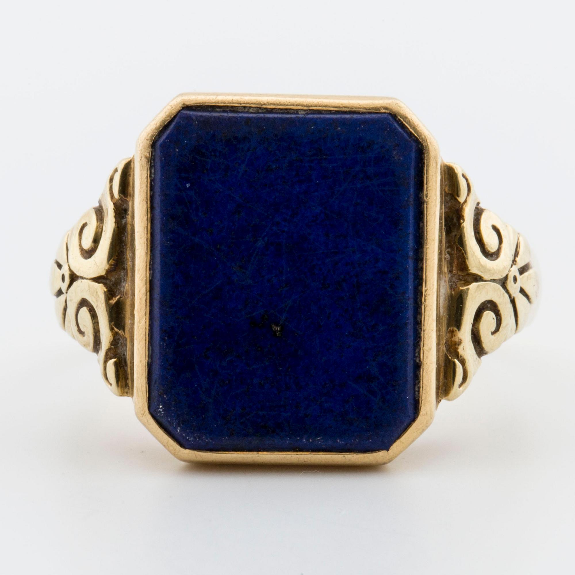 RING, 14K guld med lapis lazuli.