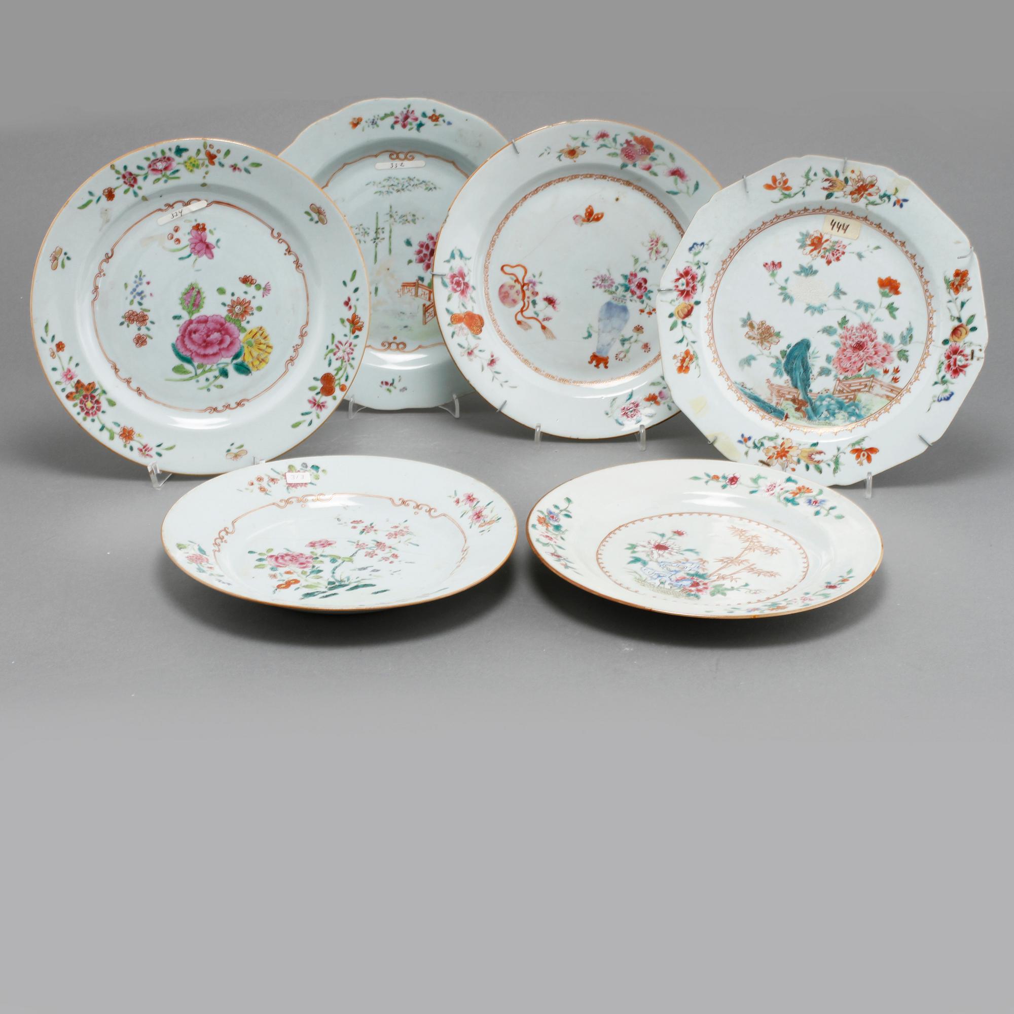TALLRIKAR, 6 st, porslin, Kina, 1700-tal.