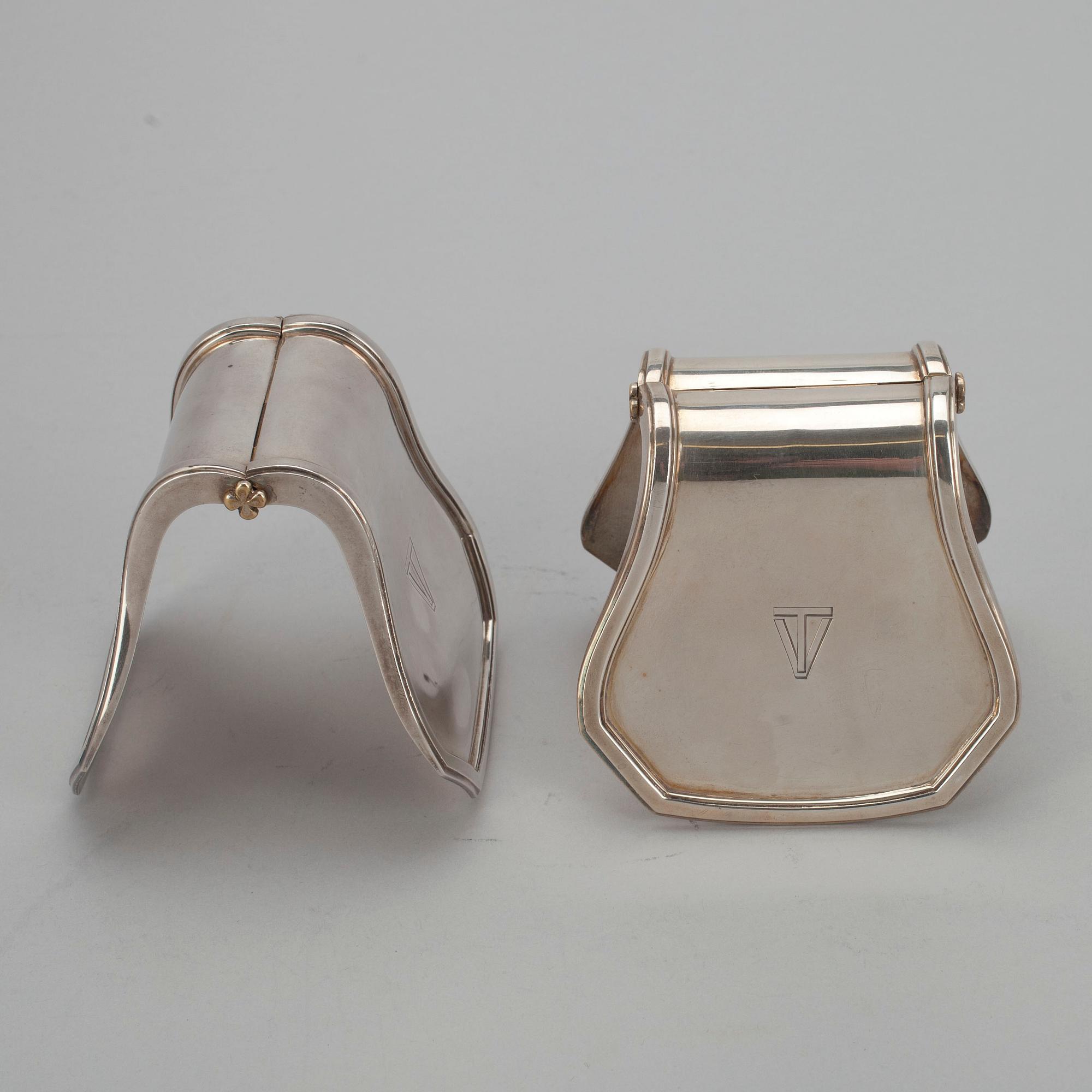 SPARRISTÄNGER, ett par, silver 950, stämplade G. Keller, Frankrike. 1930-tal. Vikt 387 g.