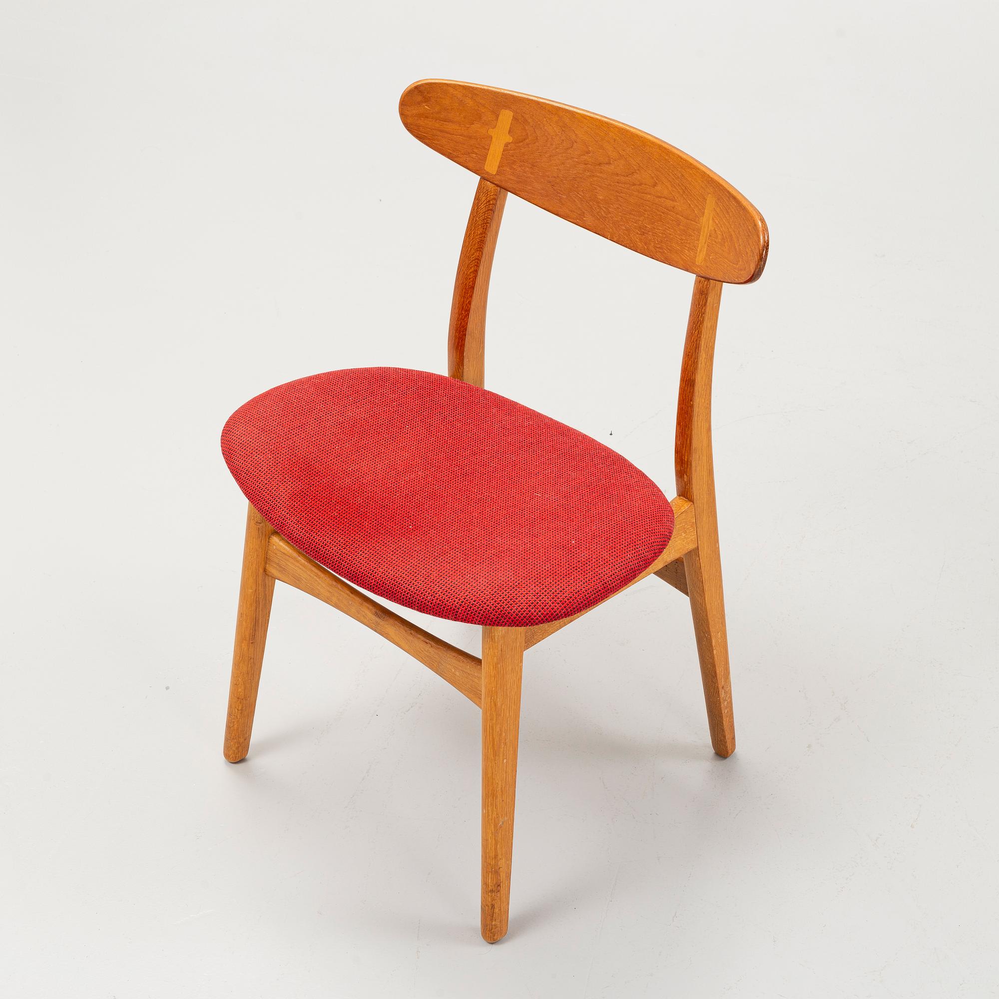 Hans J. Wegner, stolar, 6 st, "Spisestolen/ CH-23", Carl Hansen & Son, Odense, Danmark.