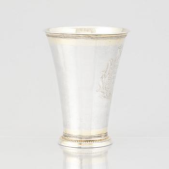 A Swedish 18th Century parcel-gilt silver beaker, mark of Jöns Silfverberg, Ystad 1761.