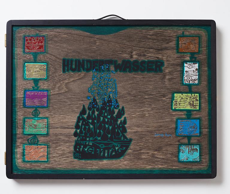 Friedensreich Hundertwasser, the complete portfolio comprising 10 silkscreens in colours with metallic imprints.