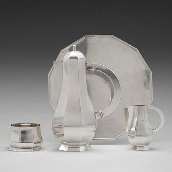 Wiwen Nilsson, kaffeservis, 4 delar, Lund 1967, sterling.