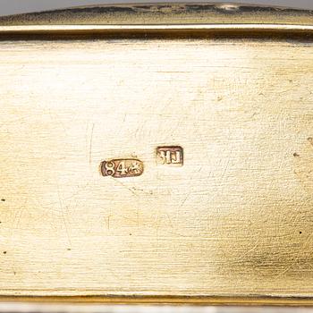 A Russian parcel-gilt silver and niello box, mark of Gustav Klingert, Moskva 1876.