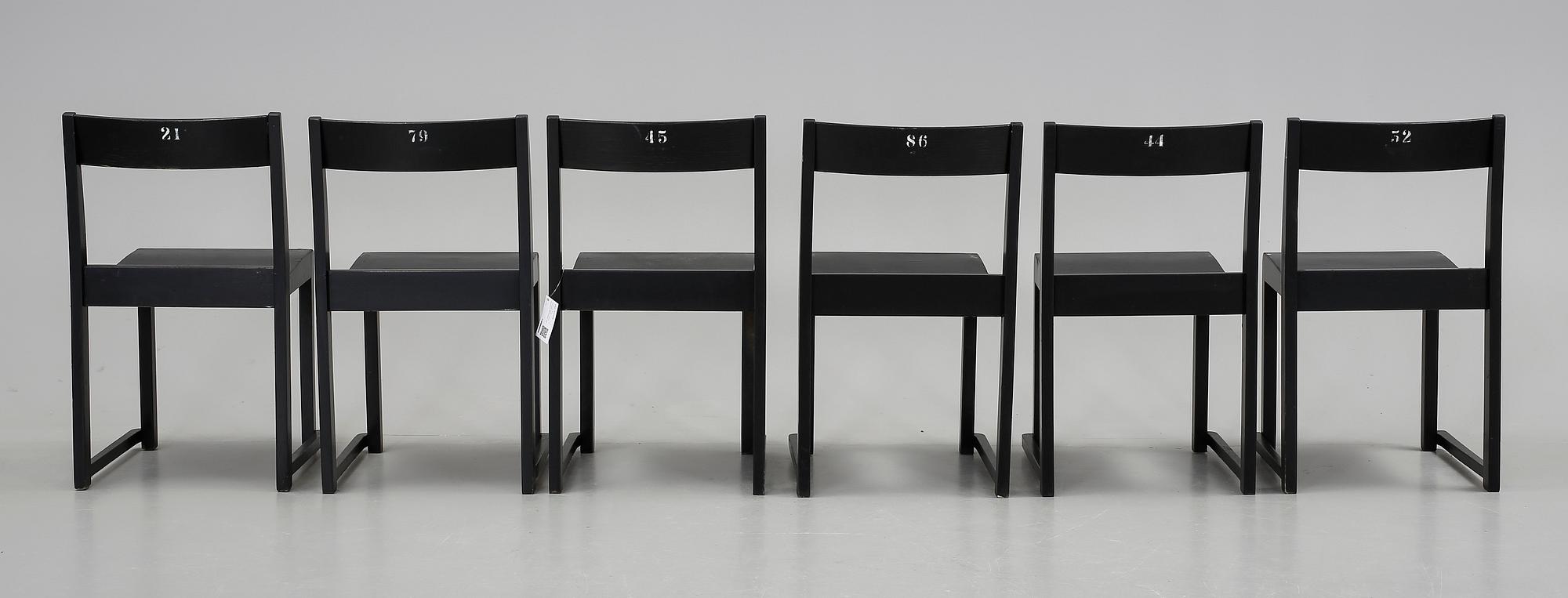 STOLAR, 6 stycken, "Orkesterstolen", Sven Markelius, 1900-talets mitt.