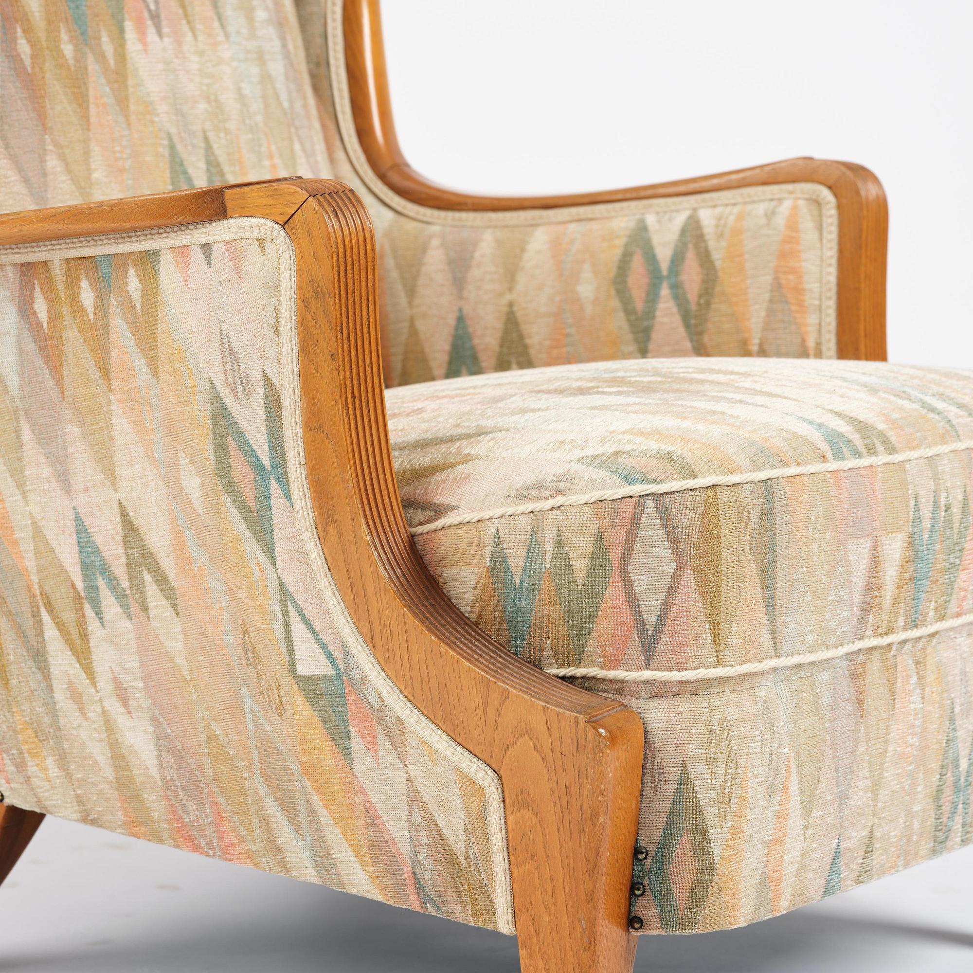 Elias Svedberg, a rare "Eftermiddag" (Afternoon) armchair, Nordiska Kompaniet, Sweden, ca. 1937.