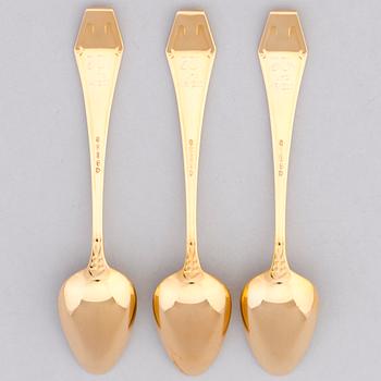 Three golden espresso spoons for the 90th Anniversary year of Finland, the 'Suomi' series, Kultateollisuus, Turku 2007.