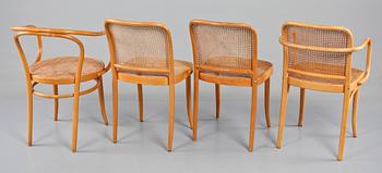 STOLAR, 2 st samt KARMSTOLAR, 2 st, Thonet-stil, 1900-talets andra hälft.