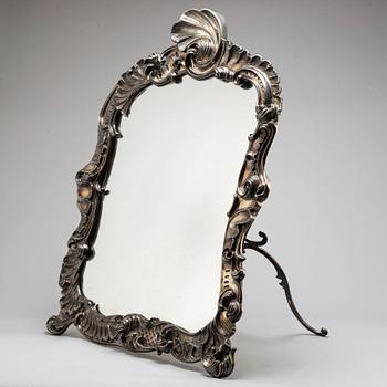 A Swedish mid 19th century silver large table mirror, mark of Gustaf Möllenborg 1850.