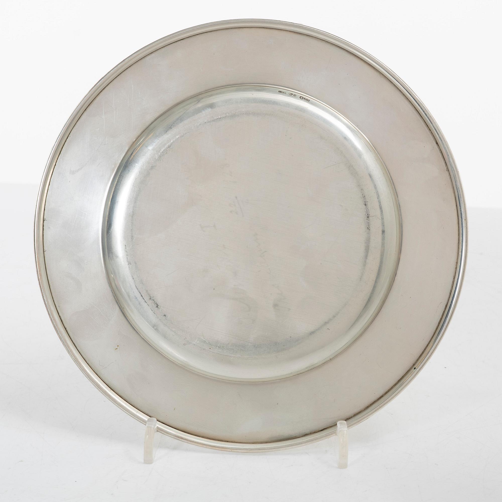 Three silver dishes,  with mark of GAB / CG Hallberg, Stockholm.