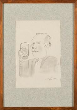 OLLI LYYTIKÄINEN, "SELF PORTRAIT WITH A GLASS IN HAND", 1973.