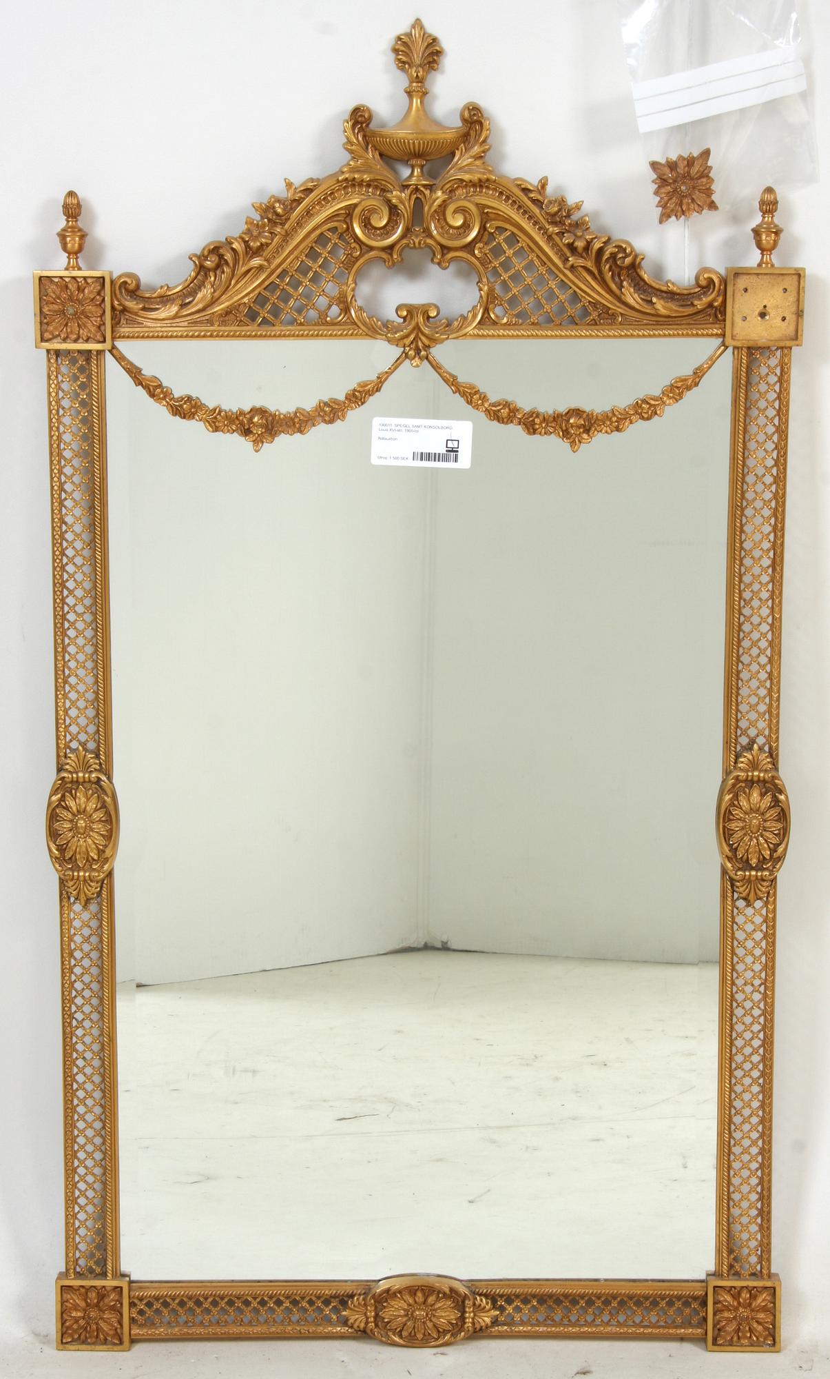 SPEGEL SAMT KONSOLBORD, Louis XVI-stil, 1900-tal.