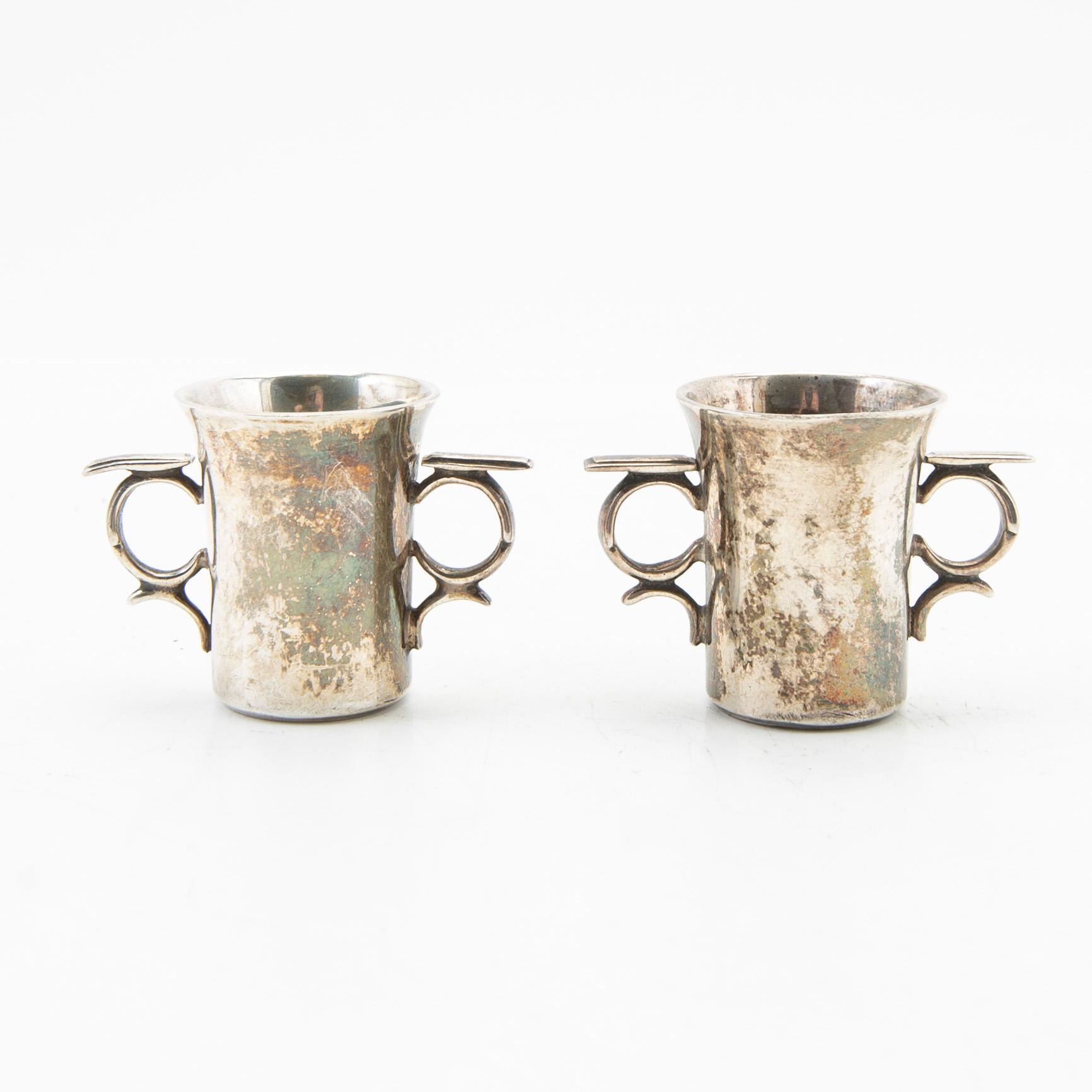 Cups, 6 pcs, silver, England, 19th century.