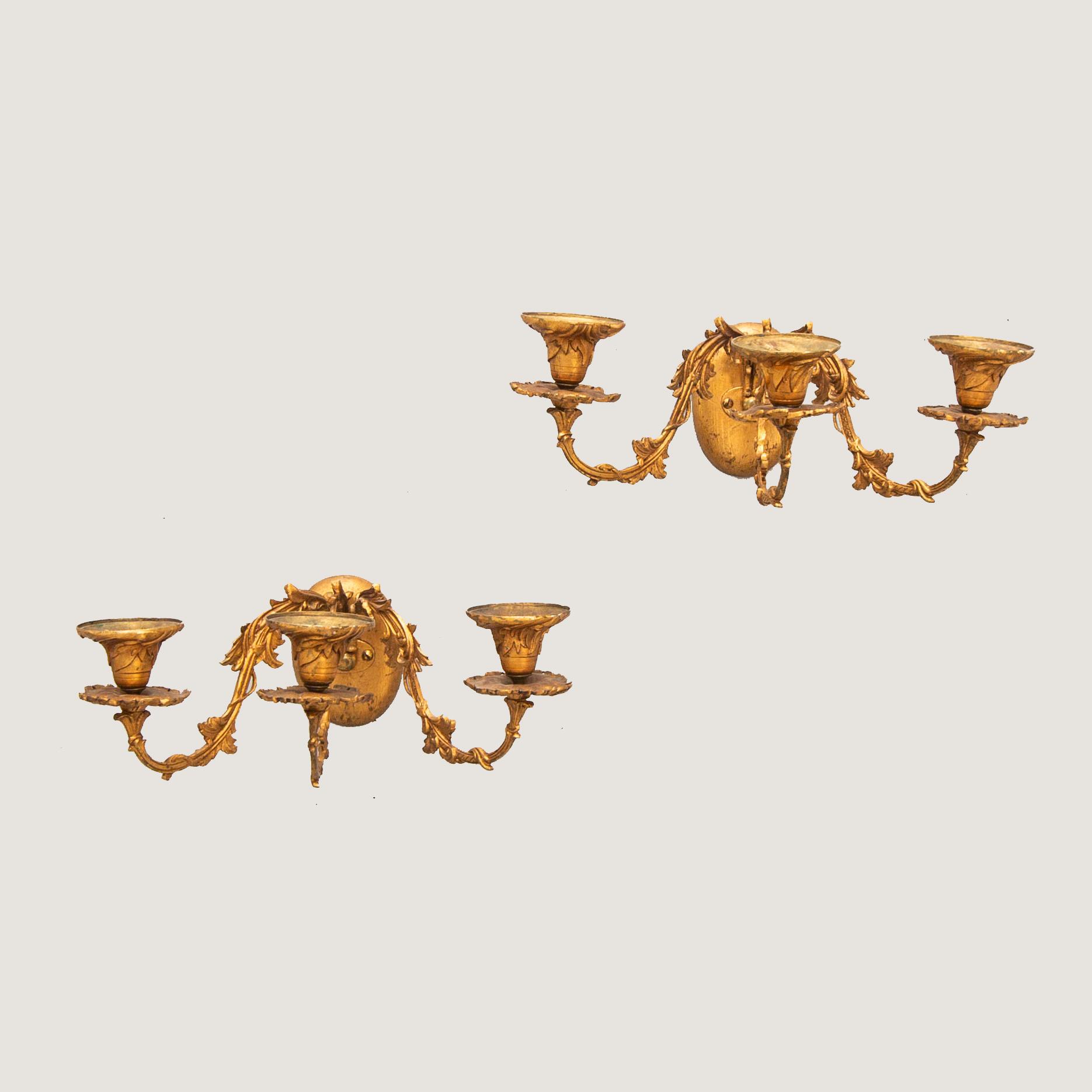 Vägglampetter, ett par, sekelskiftet 1900.