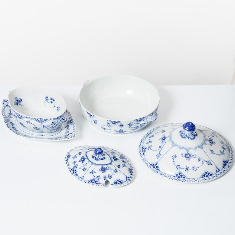 Royal Copenhagen, seven service pieces, 'Blue Fluted', Denmark.
