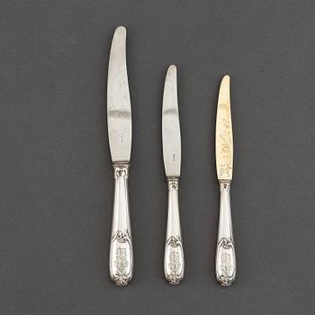 Knivar, 36 st (12+12+12), silver, Frankrike 1800-tal.