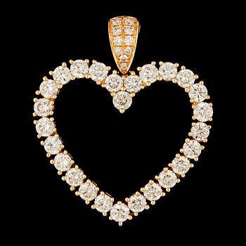 1234. A brilliant cut diamond heart pendant, tot. 2.91 cts.