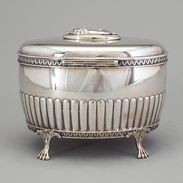 A silver sugar bowl by Jacob Engelberth Torsk, Stockholm, 1903. Weight 526 grams.
