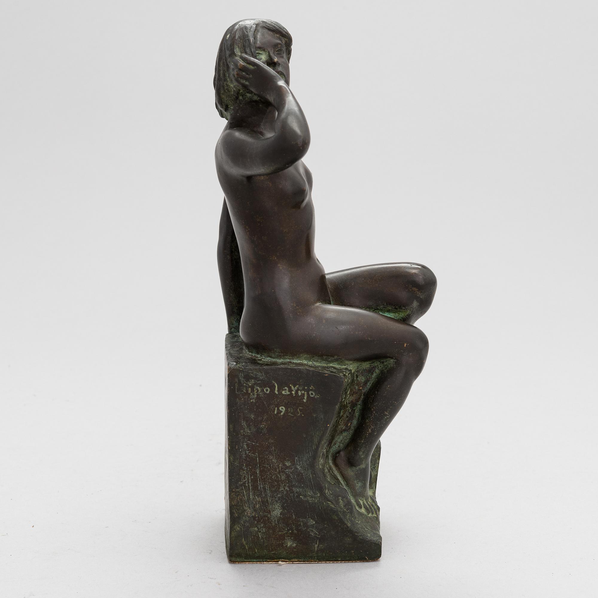 Yrjö Liipola, bronsskulptur, signerad och daterad 1925.
