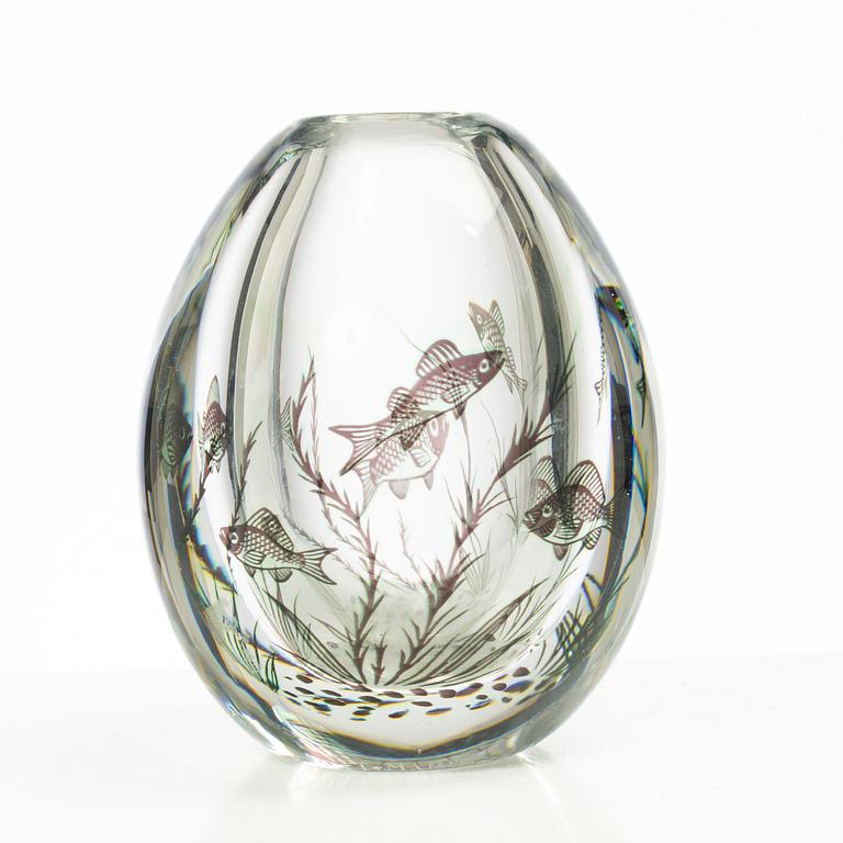 Edward Hald, vas, glas, "fiskgraal", Orrefors, 1900-talet mitt.