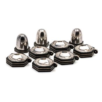 Salt cellars, 9 pieces, silver, GAB, Stockholm, 1941–1942.