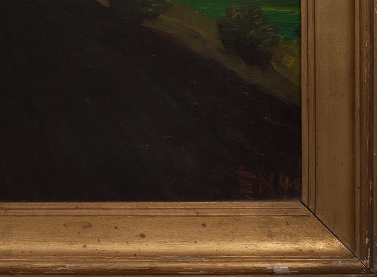 ERNST NORLIND, olja på pannå, signerad.