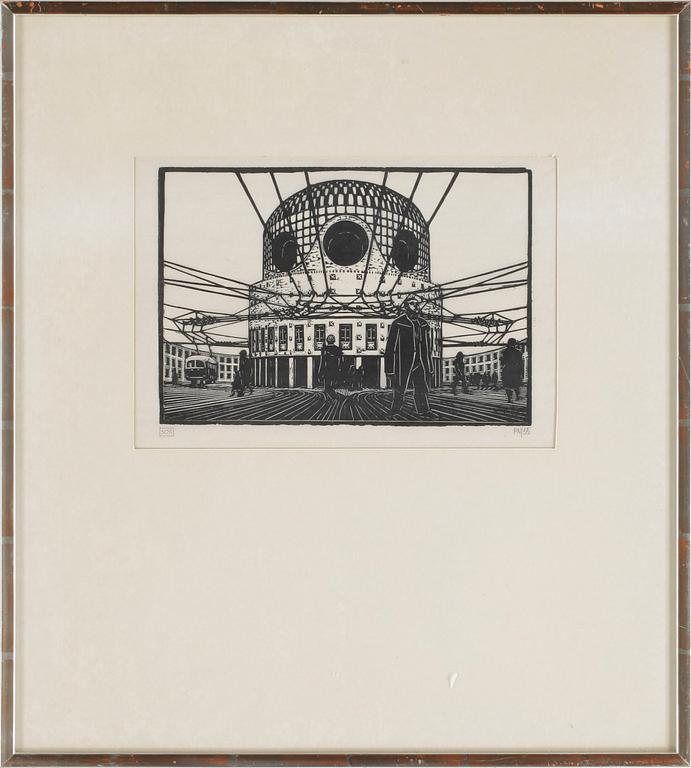 PALLE NIELSEN, träsnitt. Signerad. Daterad 55.