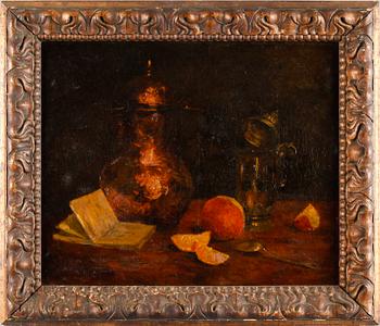 OKÄND KONSTNÄR, olja på duk, otydligt signerad möjligen Juliette Polltier, daterad 1907.