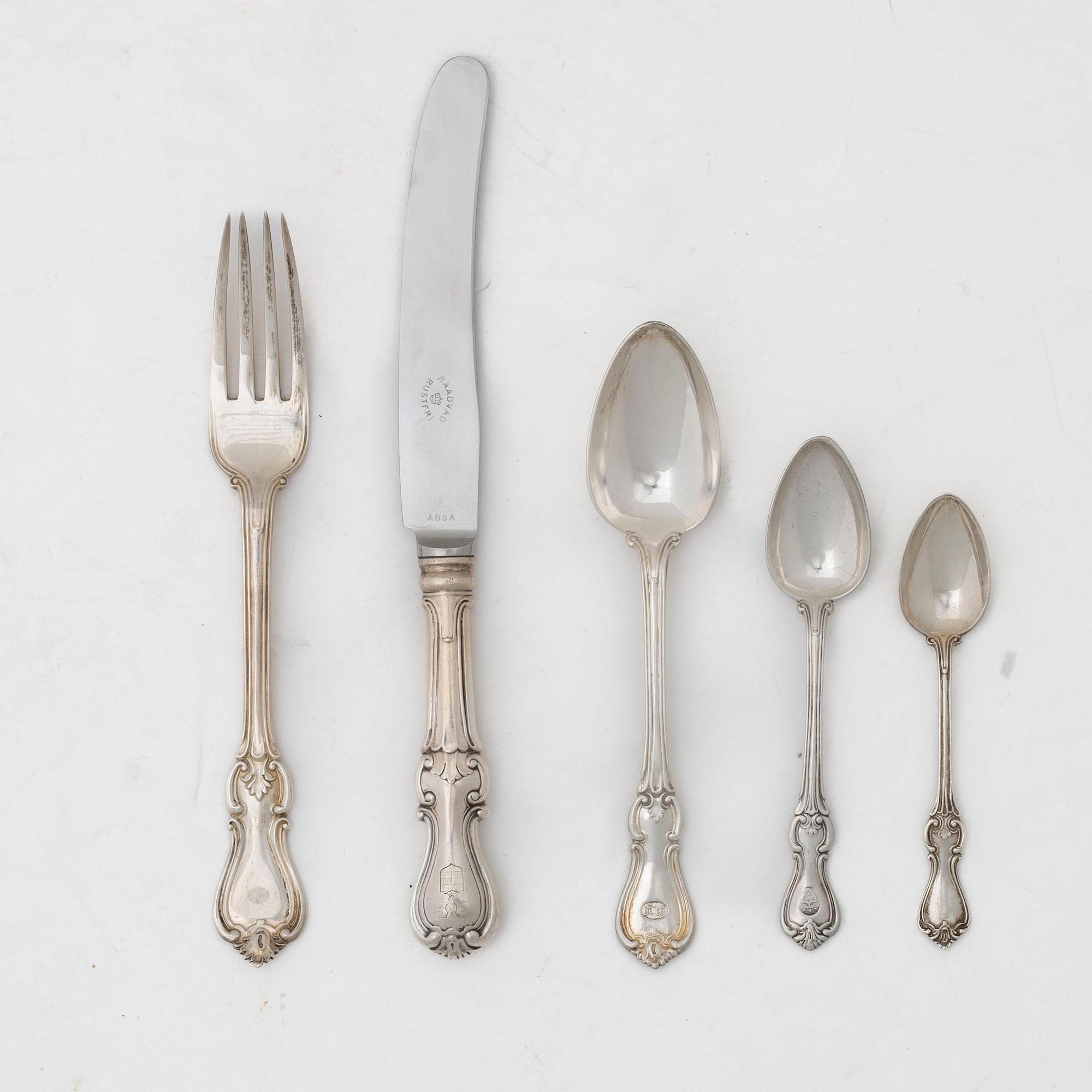 A silver cutlery set, model 'Olga', Sweden and Denmark, including mark of Alfred Ambrosius, Stockholm 1867 (53 pieces).
