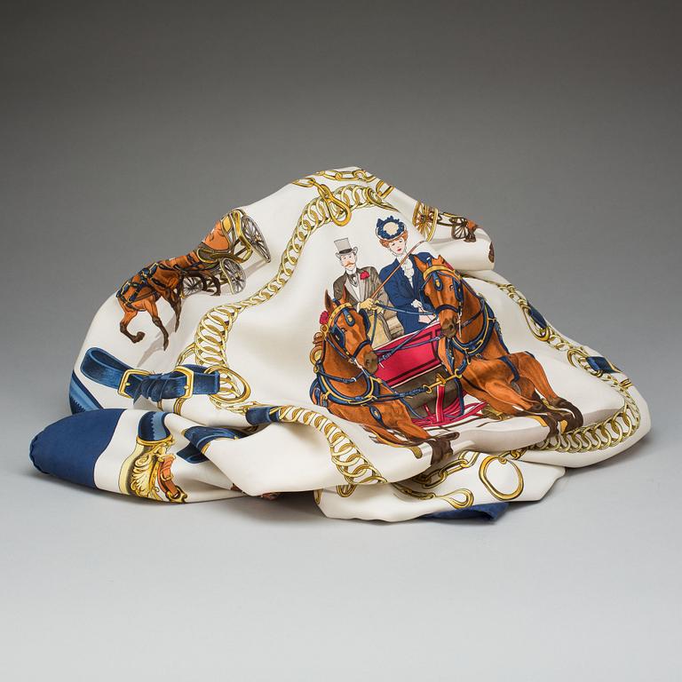 HERMÈS, scarf, "Équipages", design Philippe Ledoux.