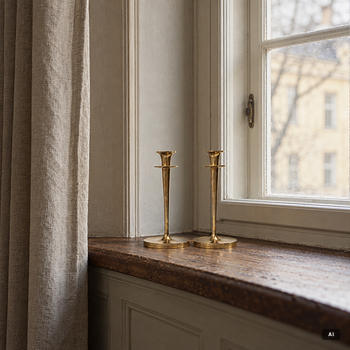 A pair of brass candlesticks, no. 51, EOS Jönköping, 20th century.