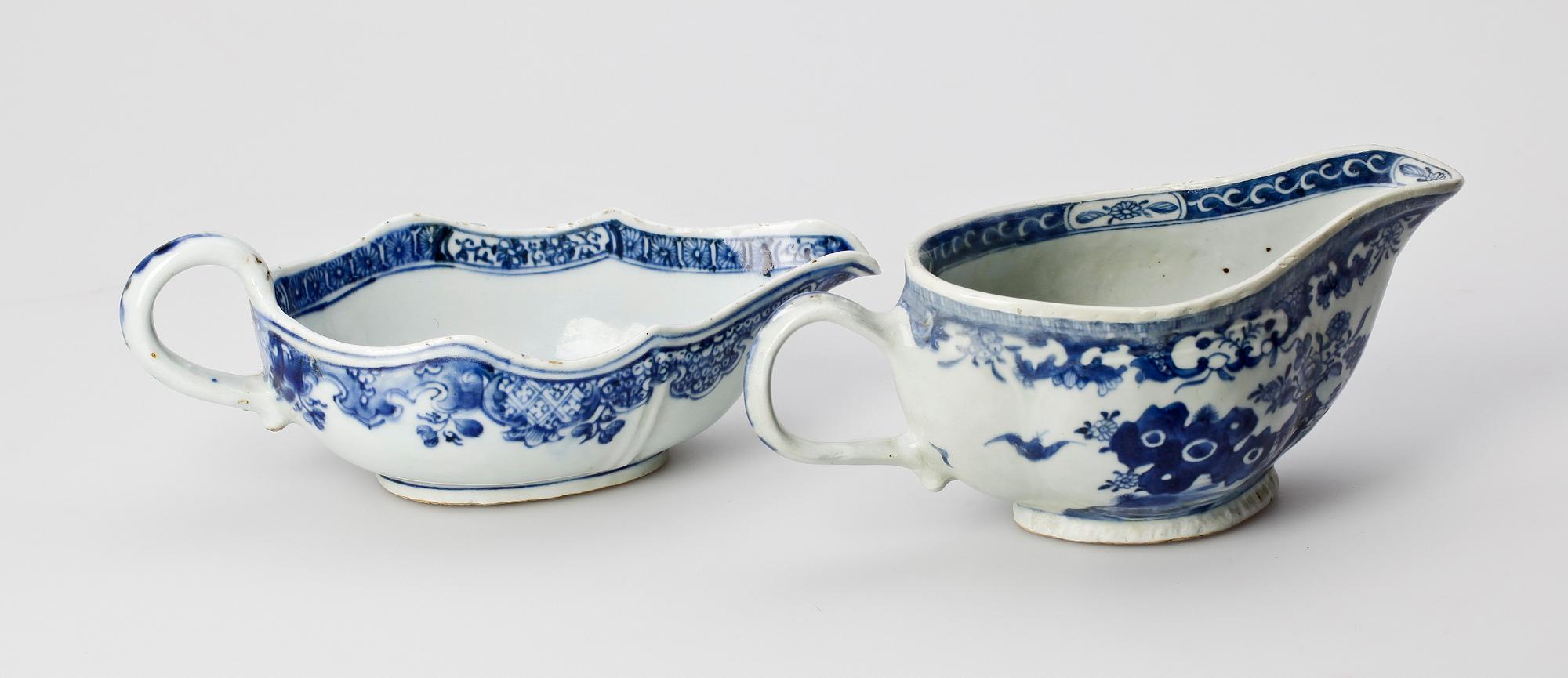 SÅSSNIPOR, 2 st, porslin, Kina, Qianlong (1736-95).