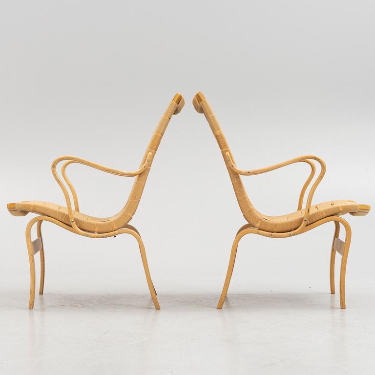 Bruno Mathsson, a pair of "Eva" armchairs, Firma Karl Mathsson, Sweden, 1962.