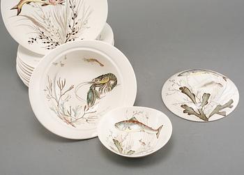 FISKSERVIS, 14 delar, flintgods, "Fish", Johnson Bros, England, 1900-talets andra hälft.