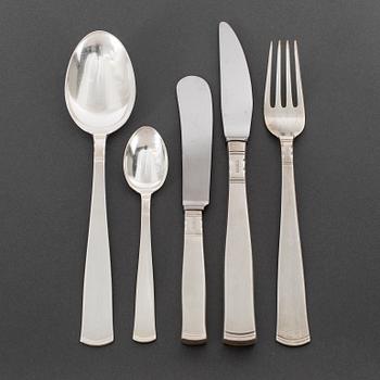 JACOB ÄNGMAN, 39 psc silver cutlery, 'Rosenholm', GAB, some Stockholm 1965.