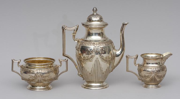 KAFFESERVIS , 3 delar, silver, 1903.