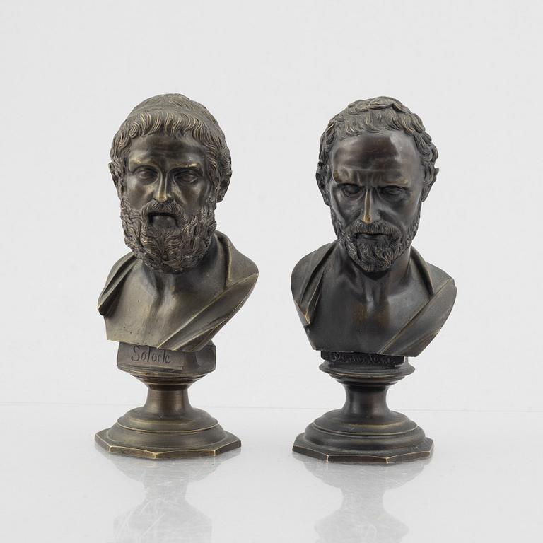 A pair of bronze busts, late 19th Century.