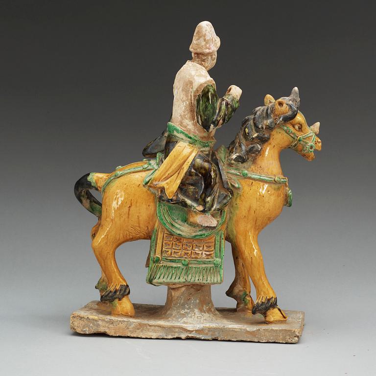 A potted equestrian figure, Ming dynasty.